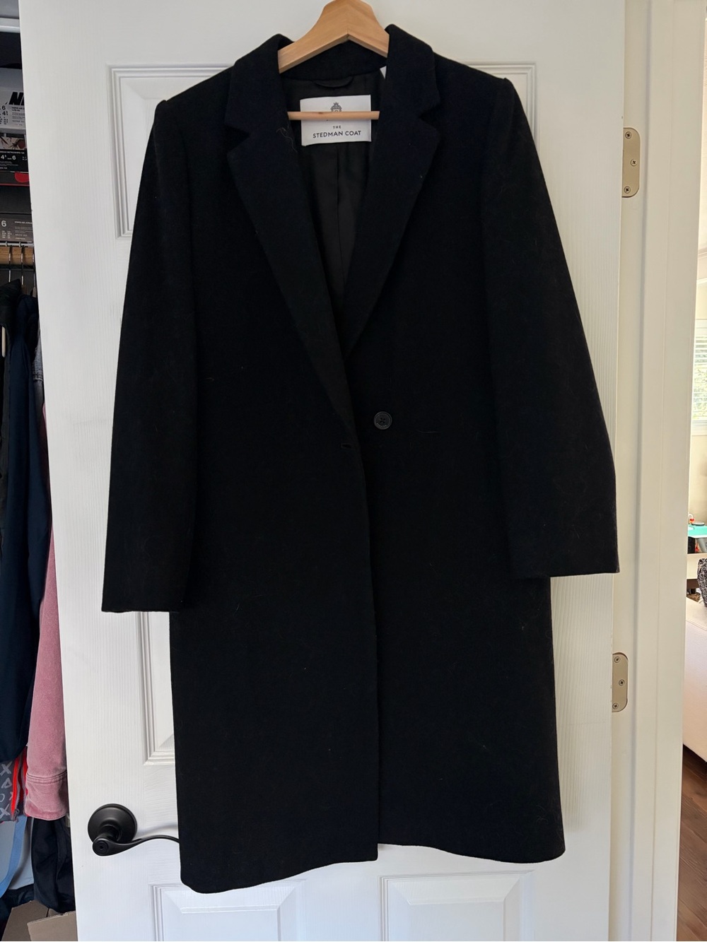 ARITZIA Babaton Black Single-Button Wool Trench Coat - Picture 2 of 7